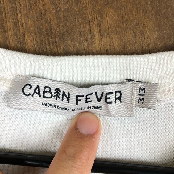 Cabin Fever Womens Sweater Cream Cozy Lounge Cabincore Stretch Medium - Picture 5 of 12